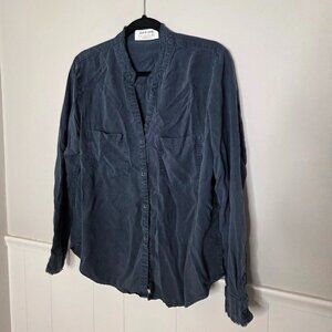 CLOTH & STONE Anthropologie Navy Button Down Long Sleeve Blouse